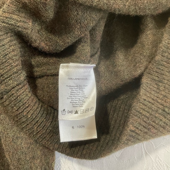 Eddie Bauer Lambs Wool Sweater Mens Size XLT Olive Green Shawl Neck Pullover - Picture 5 of 9